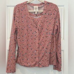 Self Esteem Girls Ribbed Floral Print Button Cami Set Size 12